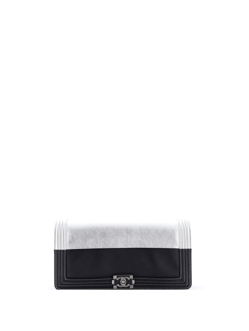 Chanel Bicolor Boy Flap Clutch Calfskin #255386C29B